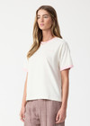THE UPSIDE women's pink organic cotton Jacob Tee is an oversized fit and features contrast pink binds on sleeves and a small embroidered logo on front chest. Made for lifestyle.