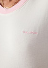 THE UPSIDE women's pink organic cotton Jacob Tee is an oversized fit and features contrast pink binds on sleeves and a small embroidered logo on front chest. Made for lifestyle.