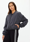 CARLOTTA CROPPED BOMBER JACKET - WASHED BLACK [USW125057]