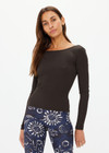 TYRA SCOOPBACK LONG SLEEVE TOP - LICORICE [USW125087]