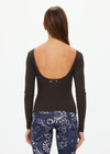 TYRA SCOOPBACK LONG SLEEVE TOP - LICORICE [USW125087]