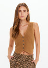 BABYLON BUTTON KNIT VEST - TAN [USW225049]