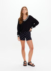 DUET V NECK KNIT SWEATER - BLACK [USW225065]