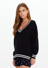 DUET V NECK KNIT SWEATER - BLACK [USW225065]