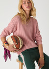 THE UPSIDE women's dusty pink Glory Chesca Knit Long Sleeve Top is made from organic cotton and features ribbed neckline, hem and cuffs.