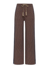 THE UPSIDE women's beige and navy geometric print Crossroad Juniper Knit straight leg Pant is made with organic cotton and feature pockets and a split hem.