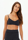 THE UPSIDE women's jacquard pinstripe Zenith Ballet Bra features is a low coverage sports bra with soft support and elastic adjustable straps. Perfect for pilates & yoga.