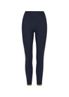 THE UPSIDE women's navy recycled peached Daytona 25 inch Legging is designed for a high-rise supportive fit and features contrast cream binds. Perfect for yoga.