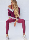 THE UPSIDE women's merlot organic cotton Josette V Neck Knit Sweater is a regular fit and features striped neckline in mint and white. Made for lifestyle.