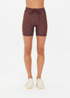 THE UPSIDE women's paisley recycled peached Mikkola 5in Spin Short is designed for soft & supportive mid rise fit featuring a draw cord waist and contrast stripe. Ideal for pilates, yoga & barre.
