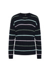 THE UPSIDE women's stripe organic cotton Sebastian Crew Knit Sweater is designed for a relaxed fit and features a knitted rib neckline and cuffs. Made for lifestyle.