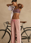 THE UPSIDE women's floral Firefly Hutton Scoop Bra is mid coverage with scoop front, adjustable straps, removable bust cups and shelf bra. Made for pilates.