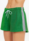 THE UPSIDE women's green Galaxia Marcella Short is designed for a mid to low rise fit and features elasticated waistband, drawcord with side seam pockets. Made for lifestyle.