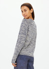 THE UPSIDE women's blue marle organic cotton linen Armada Skylar V Neck Sweater is a relaxed fit and features a V neckline and ribbed cuffs. Made for everyday leisure.