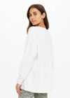 THE UPSIDE women's cream recycled cotton Soho Cara Long Sleeve Top is designed for a relaxed fit and features a ribbed neck and cuffs and a patch pocket at front. Made for everyday leisure.