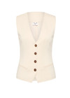 THE UPSIDE women's cream pinstripe Orion Jackie V Neck Waistcoat is a true-to-size fit and features an adjustable waist belt and welt pockets. The perfect wardrobe essential.
