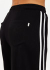 THE UPSIDE women's black Roma Pant is high-waisted with a elasticated waistband with drawcord, contrast cream stripes down sides and front & back pockets. The perfect everyday pant.