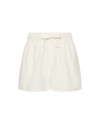 THE UPSIDE women's cream Hotel Du Cap Short is made from tencel linen blend. The elasticated waist short features drawstring. Designed for comfort and travel.