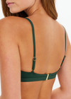 THE UPSIDE women's green Sunbathing in Capri Fixed Tri is made from recycled fabric. The triangle bikini features adjustable strap and back clip. Designed for swim.