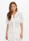 THE UPSIDE women’s cream Agni Amayah Knit Shirt is designed for a relaxed fit and features a chevron knit design with pearlised shell buttons. The perfect vacation piece.