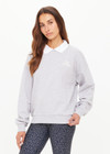 THE UPSIDE women’s grey organic cotton Pascal Collared Crew is designed for a relaxed fit and features embroidered logo on front chest. Perfect for everyday wear.