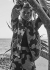 THE UPSIDE women’s organic cotton Mirage Carmen Quilted Jacket is an oversized fit and features a zip opening and pockets in our navy and tan geometric print. Made for lifestyle.