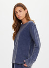 THE UPSIDE women's blue recycled cotton Soho Mali Long Sleeve Top has a relaxed fit and ribbed neckline in a sustainable, soft brushed fabric. Made for lifestyle.