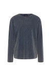 THE UPSIDE women's blue recycled cotton Soho Mali Long Sleeve Top has a relaxed fit and ribbed neckline in a sustainable, soft brushed fabric. Made for lifestyle.