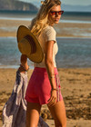THE UPSIDE women’s pink Voila Cynthea Short is a true-to-size fit in a soft suiting fabrication and features a structured waistband and invisible zip in side seam. Made for everyday.