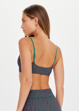 THE UPSIDE women's check Aliki Ballet Bra offers a comfortable fit with adjustable elastic straps in a textured green gingham fabric. Made for yoga and Pilates.