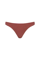 THE UPSIDE women's pink check Aliki Christy Pant has low coverage and is fully lined. Made for swim.