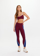 THE UPSIDE women’s maroon Adesa Scoop Danni Bra in recycled rib features scoop front and back necklines, removable cups, and soft elastic underbust. Made for high impact.