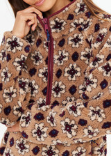 THE UPSIDE women's abstract recycled fabric Chester Harlow Fleece Pullover is designed for a relaxed fit and features zip pockets and elasticated waist and cuffs. Made for lifestyle.