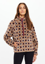 THE UPSIDE women's abstract recycled fabric Chester Harlow Fleece Pullover is designed for a relaxed fit and features zip pockets and elasticated waist and cuffs. Made for lifestyle.