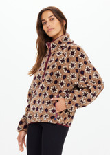 THE UPSIDE women's abstract recycled fabric Chester Harlow Fleece Pullover is designed for a relaxed fit and features zip pockets and elasticated waist and cuffs. Made for lifestyle.