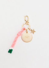 THE UPSIDE multi Yin Yang Keyring charm features a gold metal star, embossed logo and neon pink-white knotted paracord. Made for lifestyle.