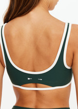 THE UPSIDE women's green Santa Fe Brielle Scoop Bra is soft and supportive with scoop front, low cut-out back, and removable cups. Made for yoga & pilates.
