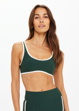 THE UPSIDE women's green Santa Fe Brielle Scoop Bra is soft and supportive with scoop front, low cut-out back, and removable cups. Made for yoga & pilates.