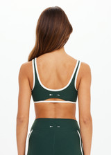 THE UPSIDE women's green Santa Fe Brielle Scoop Bra is soft and supportive with scoop front, low cut-out back, and removable cups. Made for yoga & pilates.