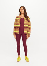THE UPSIDE women's stripe organic cotton Bendetta Knit Cardigan is designed for a relaxed fit and features a button-up cardigan with tortoiseshell branded buttons. Made for lifestyle.