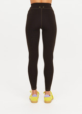 THE UPSIDE women's olive jacquard Castilla 25 Inch Midi Pant is designed for a soft and comfortable fit and features mid-rise with lime elastic drawcord. Made for yoga and pilates.