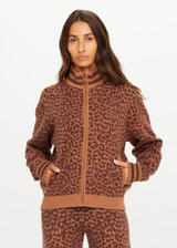 THE UPSIDE women's leopard organic cotton Malawi Margot Knit Jacket offers a regular fit and features front pockets and a ribbed waistband. Made for lifestyle.