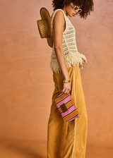 THE UPSIDE women's yellow terry towelling Cocos Charli Drawstring Pant has a low-rise straight leg fit with a soft elasticated waistband with drawcord. Perfect for everyday or holiday.