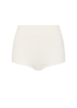 THE UPSIDE women's white Palais Rib Fox Shortie is designed to be worn under sheer garments and features a folded waistband in a soft ribbed fabrication. Made for lifestyle.