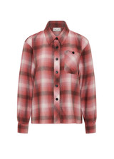 THE UPSIDE women's red plaid Boyfriends Carpenter Shirt is a collared long sleeve button-up in soft fabrication with patch pockets at chest. Made for lifestyle.