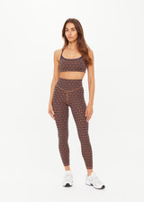 THE UPSIDE women's navy & camel recycled jacquard Castilla 25inch Legging is high-rise with a V panel waistband. Made for yoga & pilates.