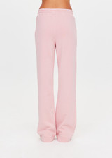 THE UPSIDE women's pink organic cotton french terry McGrath Willow Wide Leg Pant is a high-rise wide leg fit with side pockets and an elasticated waistband with a drawcord. Made for everyday wear.