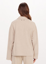 THE UPSIDE women's grey recycled cotton Soho Rhea Collared Top features a relaxed fit and a brushed finish, button front opening and wide sleeve silhouette. Made for lifestyle.
