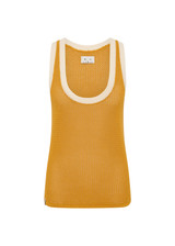THE UPSIDE women's yellow organic cotton Fenway Wales Knit Tank features a relaxed fit, open knit construction and contrast ribbed trims. Made for lifestyle.