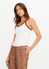 THE UPSIDE women’s cream 100% organic cotton Pipa Rib Tank Top is designed for a true to size fit and features a scoop neckline and racerback silhouette. Made for lifestyle.